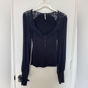 Navy blue long sleeve top